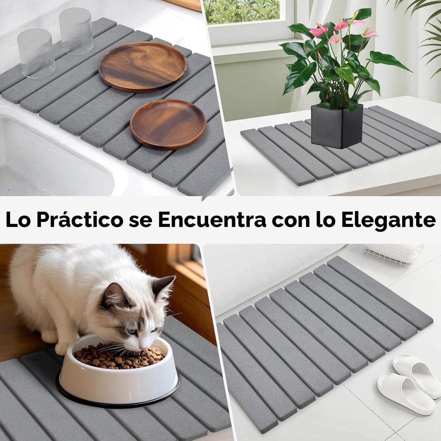 Tapete de Secado de Platos de Piedra