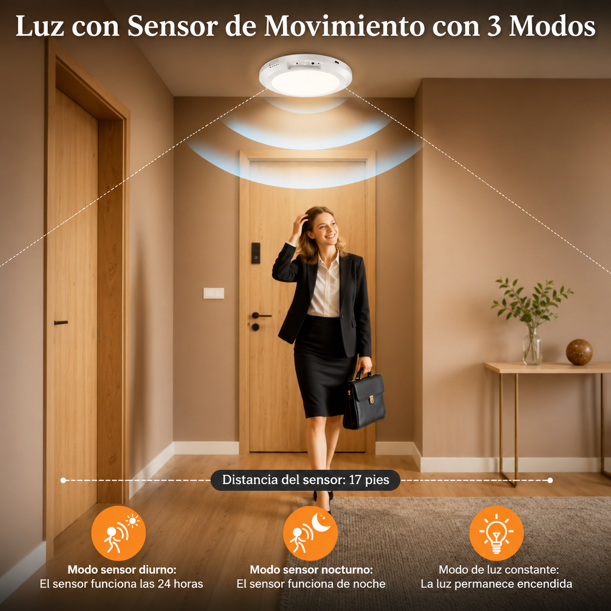 Lámpara Con Sensor de Movimiento Recargable
