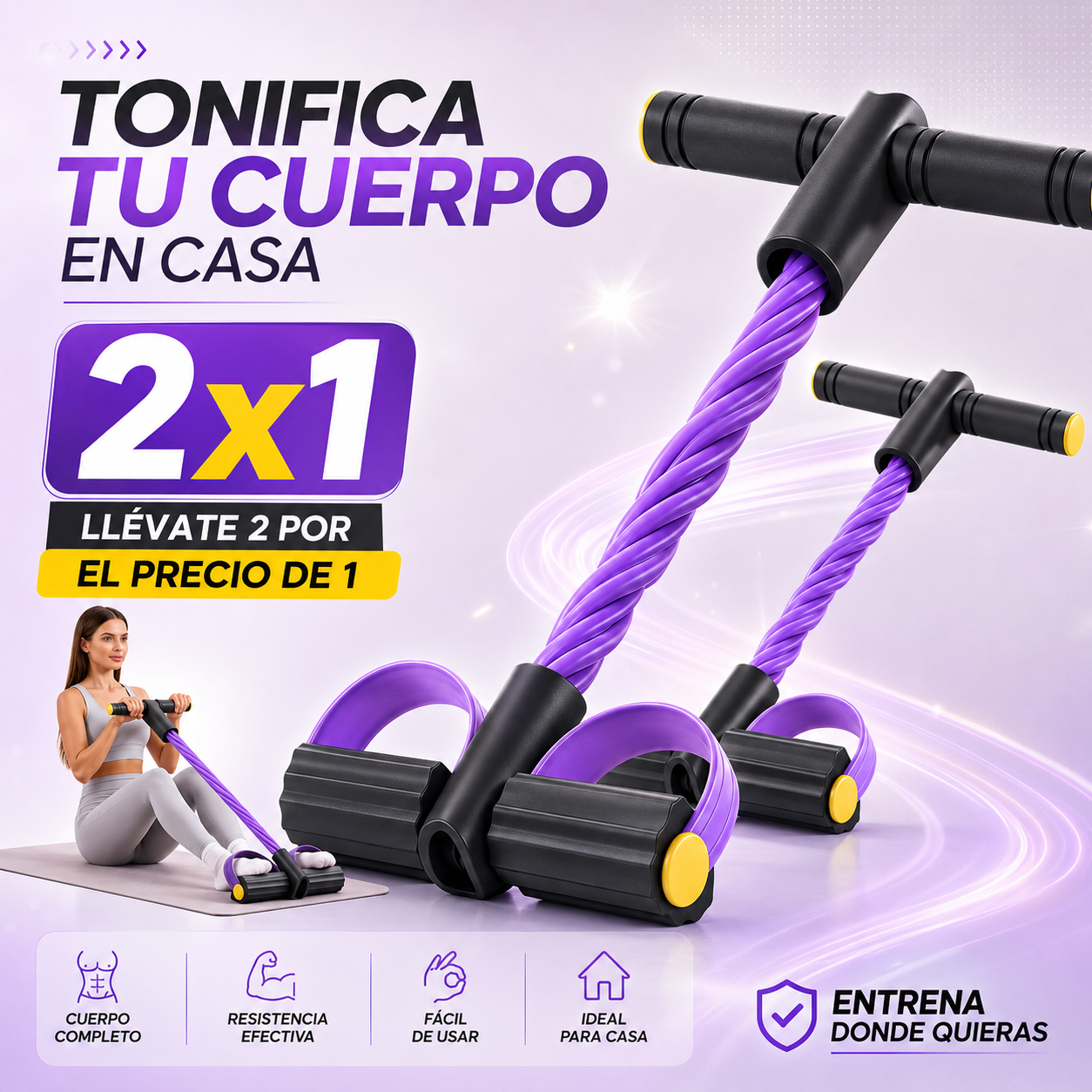 2x1 Bandas Fitness Con Pedales + 3 Regalos 🎁