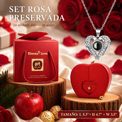 Estuche de Collar y Rosa Preservada 3 en 1
