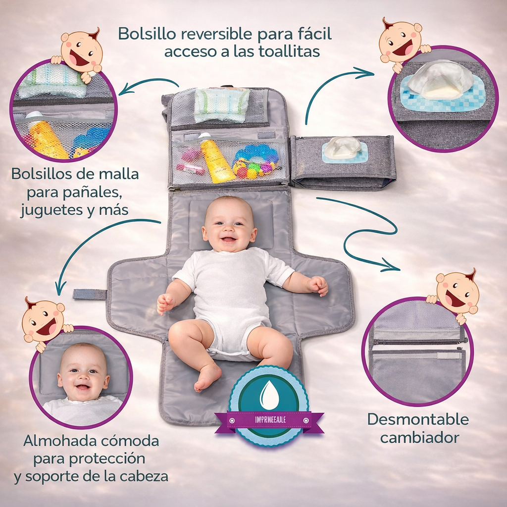 Cambiador de Pañales de Bebe Portátil