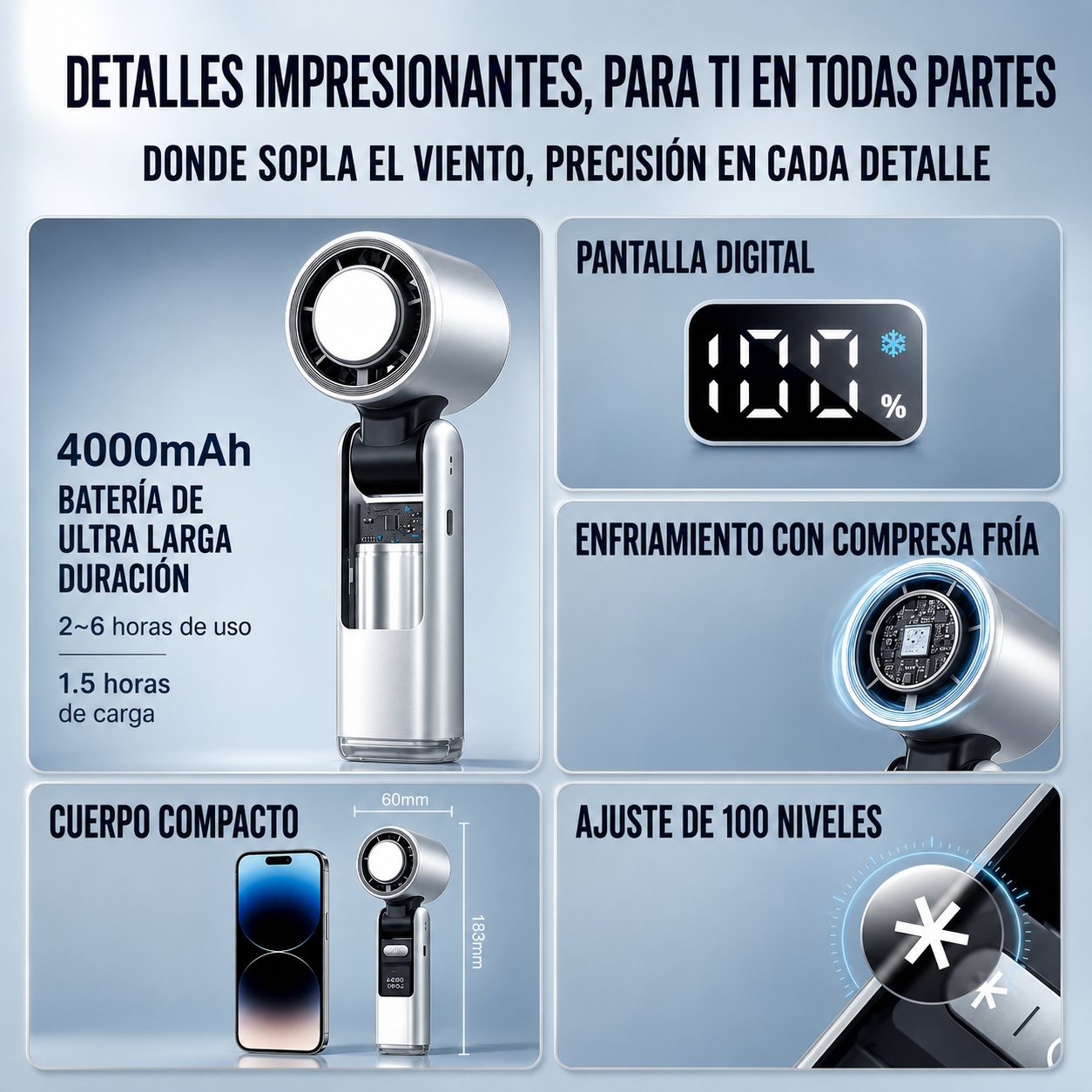 Ventilador CoolFlex™  + Spray Hidratante Gratis