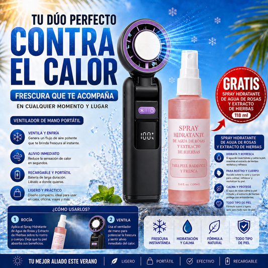 Ventilador CoolFlex™  + Spray Hidratante Gratis
